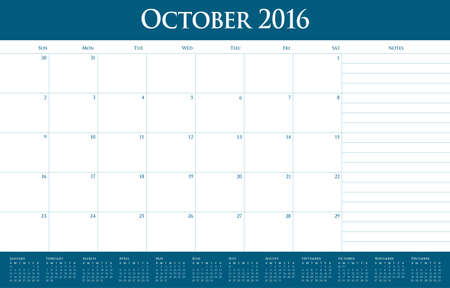 Simple table calendar for 2016 yearのイラスト素材