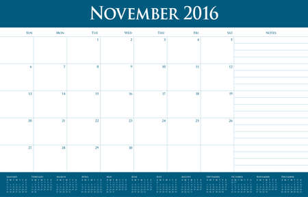 Simple table calendar for 2016 yearのイラスト素材