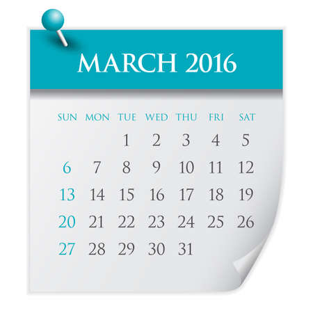 Simple calendar for March 2016のイラスト素材
