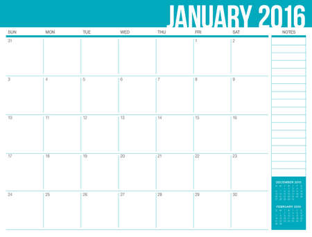 Simple table calendar for 2016 yearのイラスト素材