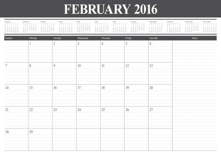 Simple table calendar for 2016 yearのイラスト素材
