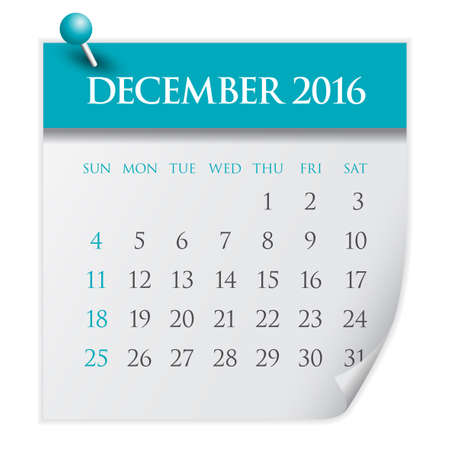 Simple calendar for December 2016のイラスト素材