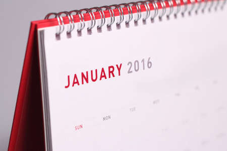 close up of January 2016 on desk calendarの写真素材