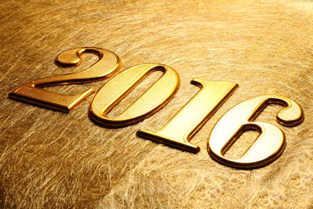 2016 gold numbers text on gold backgroundの写真素材
