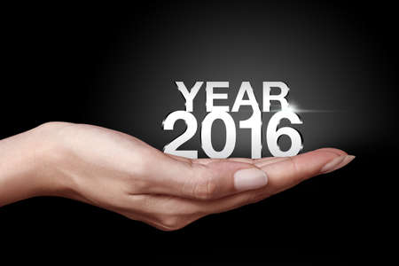 Happy new year 2016 with handの写真素材