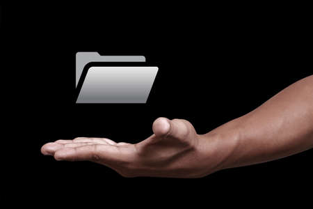 Hand showing folder design iconの写真素材