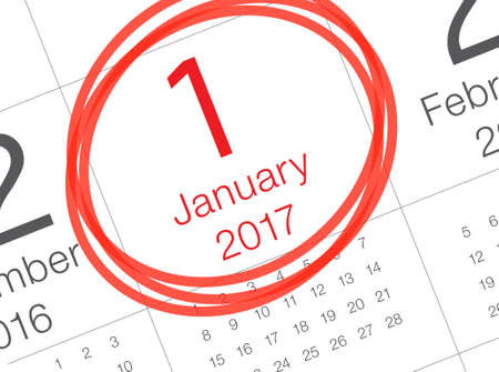 close up of January 2017 on diary calendarの写真素材