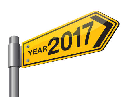 Happy New Year 2017 road sign, welcome 2017.のイラスト素材