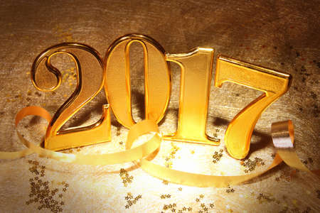 2017 gold numbers text and decoration
