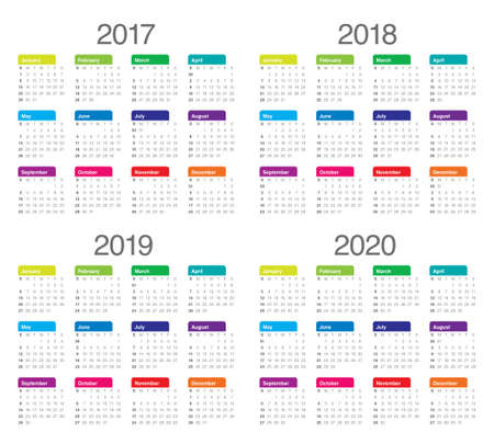 Simple Calendar template for 2017, 2018, 2019 and 2020のイラスト素材