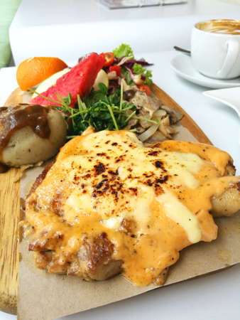 Chicken chop is a dish that is prepared with boneless chicken meat.の写真素材