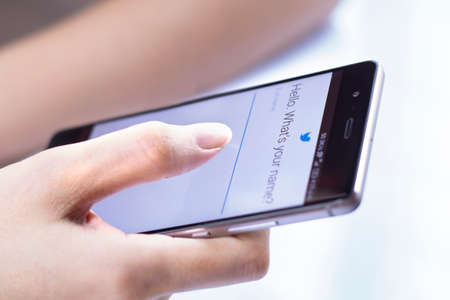 Johor, Malaysia - Feb 8, 2017: Twitter is a social networking website that makes it easy for you to connect and share with your family and friends online, Feb 8, 2017 in Johor, Malaysia.のeditorial素材