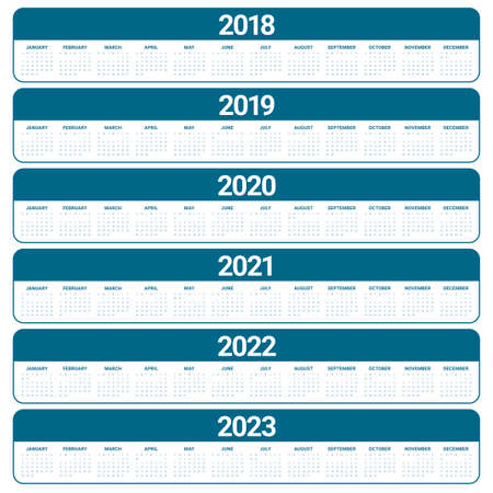 Year 2018 2019 2020 2021 2022 2023 calendar vector design template, simple and clean designのイラスト素材