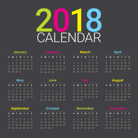 Year 2018 calendar.のイラスト素材