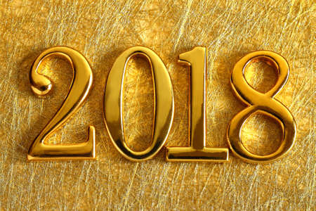 2018 gold numbers text and decoration. New year is the first day of the year in the Gregorian...