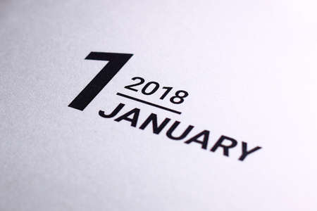 Close up of january 2018 on diary calendar. New year is the first day of the year in the Gregorian...