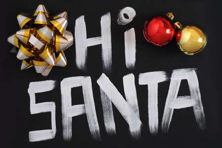 Hi santa on black background. New year is the first day of the year in the Gregorian calendar.の写真素材