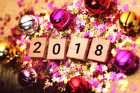 New Year 2018 wooden blocks. New year is the first day of the year in the Gregorian calendar.の写真素材