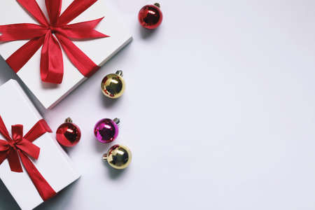 Top view Christmas decoration. Wishing you wonderful memories during this joyous season.の写真素材