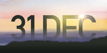 Silhouette for 31 December. We wish you a new year filled with wonder, peace, and meaning.の写真素材