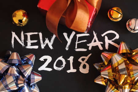 New Year 2018 with decoration. New year is the first day of the year in the Gregorian calendar.