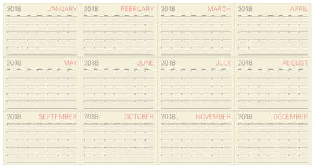 Year 2018 planner calendar vector illustration, simple and clean design.のイラスト素材