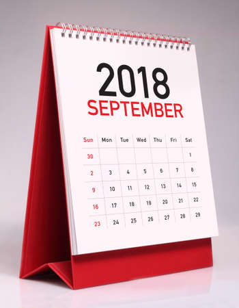 Simple desk calendar for September 2018の写真素材