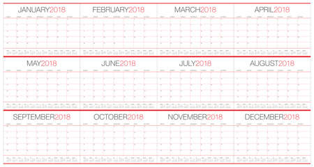 Year 2018 planner calendar vector illustration, simple and clean design.のイラスト素材