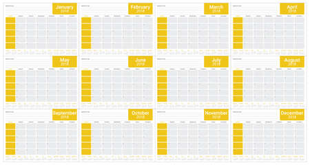 Year 2018 planner calendar vector illustration, simple and clean design.のイラスト素材