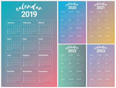 Year 2019 2020 2021 2022 2023 calendar vector design template, simple and clean designのイラスト素材