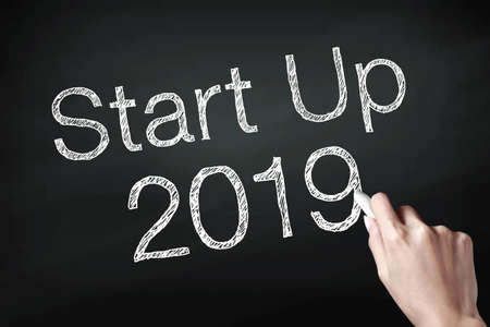 Start up 2019 with hand. New year is the first day of the year in the Gregorian calendar.の写真素材