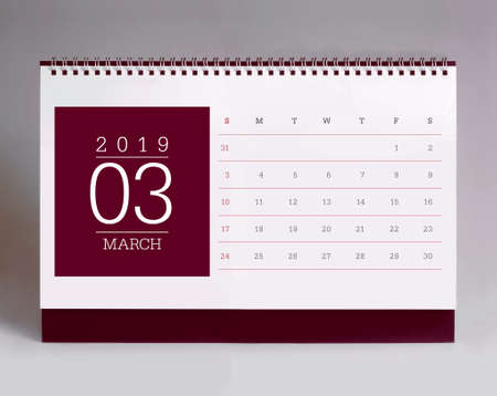 Simple desk calendar for March 2019の写真素材
