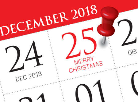 Close up of christmas day 2018 on diary calendar. Wishing you wonderful memories during this joyous...