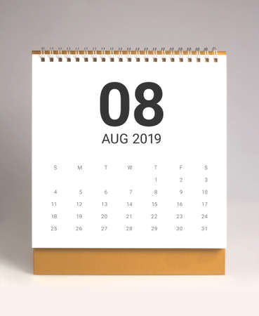 Simple desk calendar for August 2019の写真素材