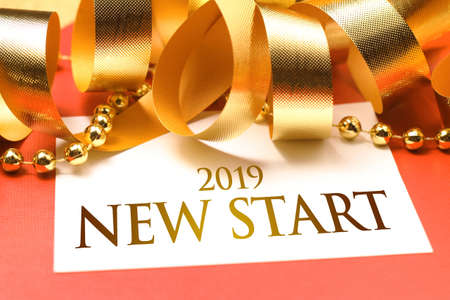 New Start 2019 with deroration. We wish you a new year filled with wonder, peace, and meaning.の写真素材