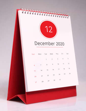Simple desk calendar for December 2020の写真素材