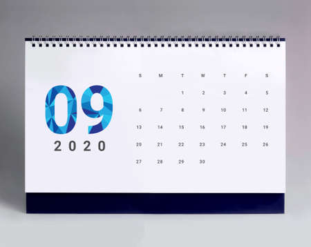 Simple desk calendar for September 2020の写真素材