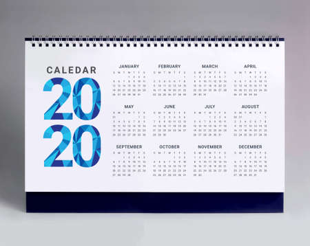 Simple desk calendar for year 2020の写真素材