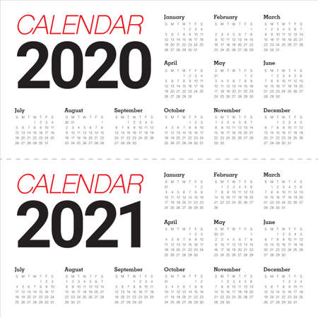 Year 2020 2021 calendar vector design template, simple and clean designのイラスト素材