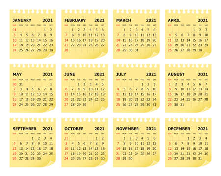 Year 2021 calendar vector design template, simple and clean designのイラスト素材