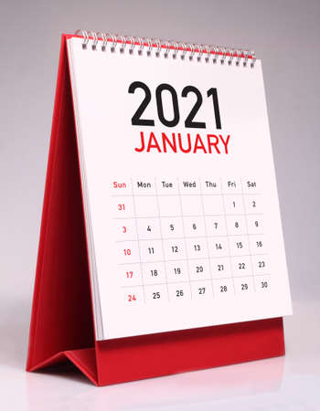 Simple desk calendar for January 2021の写真素材