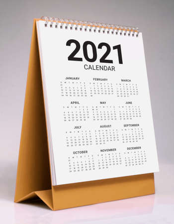 Simple desk calendar for year 2021の写真素材