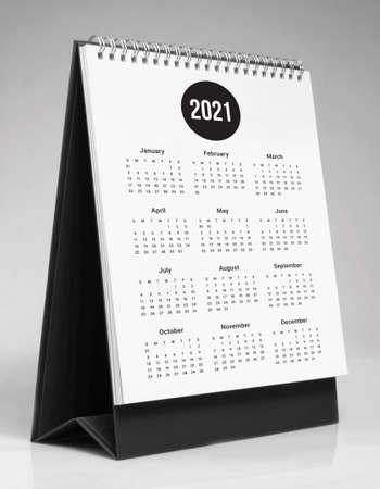 Simple desk calendar for year 2021の写真素材