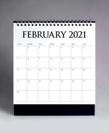 Simple desk calendar for February 2021の写真素材