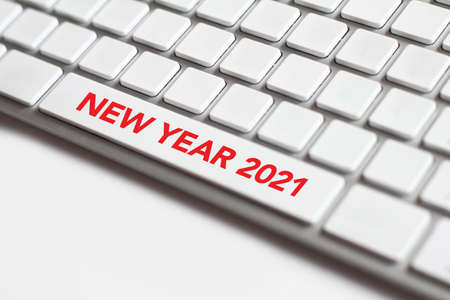2021 new year text on the keyboard. New year is the first day of the year in the Gregorian calendar.の写真素材