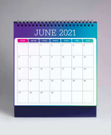 Simple desk calendar for  June 2021の写真素材