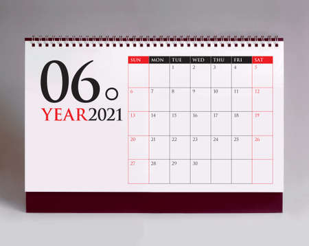 Simple desk calendar for  June 2021の写真素材