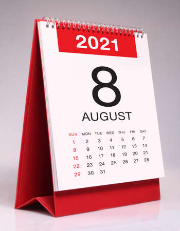 Simple desk calendar for August 2021の写真素材