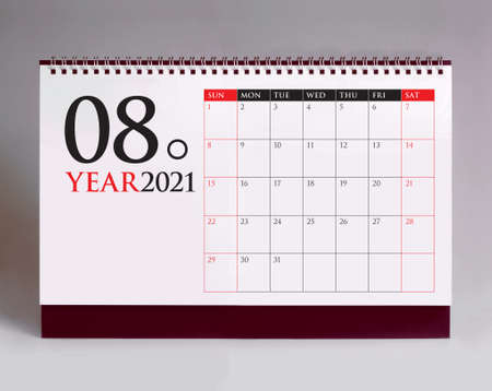 Simple desk calendar for August 2021の写真素材