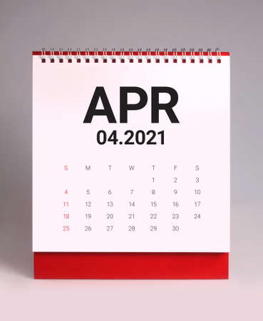 Simple desk calendar for April 2021の写真素材